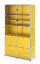 USM Haller Vitrine, H 179 x W 103 x D 38 cm, Golden yellow RAL 1004, All compartments with a lock