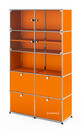 USM Haller Vitrine, H 179 x W 103 x D 38 cm, Pure orange RAL 2004, All compartments with a lock