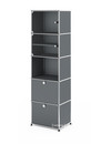 USM Haller Vitrine, H 179 x W 53 x D 38 cm, Mid grey RAL 7005, All compartments with a lock