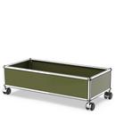 USM Haller box with castors, Olive green RAL 6003, Soft castors for hard floor surfaces