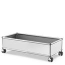 USM Haller box with castors, USM matte silver, Soft castors for hard floor surfaces