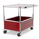 USM Haller bar table, With bars, USM ruby red, Soft castors for hard floor surfaces