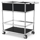 USM Haller bar trolley with divider, Graphite black RAL 9011, Hard castors for carpets