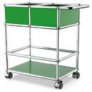 USM Haller bar trolley with divider, USM green, Hard castors for carpets