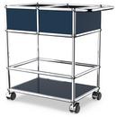 USM Haller bar trolley with divider, Steel blue RAL 5011, Soft castors for hard floor surfaces