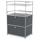 USM Haller bar highboard, Anthracite RAL 7016, With 2 drop-down doors