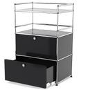 USM Haller bar highboard, Graphite black RAL 9011, With drop-down door and extension door (incl. metal box insert)