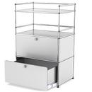 USM Haller bar highboard, USM matte silver, With drop-down door and extension door (incl. metal box insert)