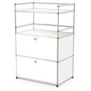 USM Haller bar highboard, Pure white RAL 9010, With 2 drop-down doors