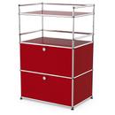 USM Haller bar highboard, USM ruby red, With 2 drop-down doors