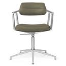 Swivel+ Chair, Polished, Fixed base, Bosco green leather