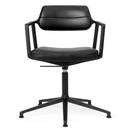 Swivel+ Chair, Black powder coated, Fixed base, Black leather