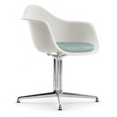 Eames Plastic Armchair RE DAL, White, With seat upholstery, Ice blue / ivory