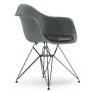 Eames Plastic Armchair RE DAR, Granite grey, With seat upholstery, Dark grey, Standard version - 43 cm, Coated basic dark