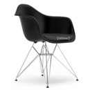 Eames Plastic Armchair RE DAR, Deep black, With seat upholstery, Dark grey, Standard version - 43 cm, Chrome-plated