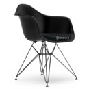 Eames Plastic Armchair RE DAR, Deep black, With seat upholstery, Nero, Standard version - 43 cm, Coated basic dark