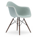 Eames Plastic Armchair RE DAW, Ice grey, With full upholstery, Ice blue / ivory, Standard version - 43 cm, Dark maple
