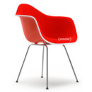 Eames Plastic Armchair RE DAX, Red (poppy red), With full upholstery, Coral / poppy red , Standard version - 43 cm, Chrome-plated