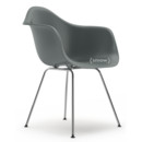 Eames Plastic Armchair RE DAX, Granite grey, Without upholstery, Without upholstery, Standard version - 43 cm, Chrome-plated