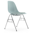 Eames Plastic Side Chair RE DSS, Ice grey, With seat upholstery, Ice blue / ivory, With linking element (DSS)