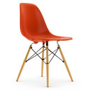 Eames Plastic Side Chair RE DSW, Red (poppy red), Without upholstery, Without upholstery, Standard version - 43 cm, Yellowish maple