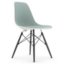 Eames Plastic Side Chair RE DSW, White, With full upholstery, Ice blue / ivory, Standard version - 43 cm, Black maple