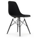 Eames Plastic Side Chair RE DSW, Deep black, With full upholstery, Nero, Standard version - 43 cm, Black maple