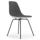 Eames Plastic Side Chair RE DSX, Cotton white, With full upholstery, Nero / ivory, Standard version - 43 cm, Coated basic dark