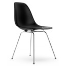 Eames Plastic Side Chair RE DSX, Deep black, Without upholstery, Without upholstery, Standard version - 43 cm, Chrome-plated