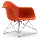 Eames Plastic Armchair RE LAR, Red (poppy red), Without upholstery, Chrome-plated