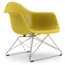 Eames Plastic Armchair RE LAR, Mustard, Without upholstery, Chrome-plated
