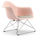 Eames Plastic Armchair RE LAR, Pale rose, Seat upholstery warm grey / ivory, Chrome-plated