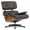 Lounge Chair, Walnut with black pigmentation, Leather Premium F chocolate, 89 cm, Aluminium polished, sides black