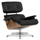 Lounge Chair, Walnut with black pigmentation, Leather Premium F nero, 89 cm, Aluminium polished