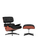 Lounge Chair & Ottoman, Cherry, Leather Premium F nero, 89 cm, Aluminium polished, sides black