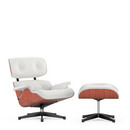 Lounge Chair & Ottoman, Cherry, Leather Premium F snow, 89 cm, Aluminium polished, sides black