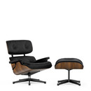 Lounge Chair & Ottoman, Walnut with black pigmentation, Leather Premium F nero, 89 cm, Aluminium polished, sides black