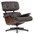 Lounge Chair, Santos Palisander, Leather Premium F chocolate, 89 cm, Aluminium polished, sides black