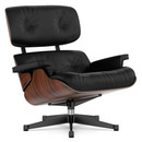 Lounge Chair, Santos Palisander, Leather Premium F nero, 84 cm - Original height 1956, Aluminium polished, sides black