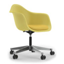 Eames Plastic Armchair RE PACC, Citron, With seat upholstery, Yellow / ivory