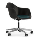 Eames Plastic Armchair RE PACC, Deep black RE, With seat upholstery, Petrol / moor brown
