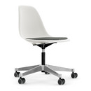 Eames Plastic Side Chair RE PSCC, White, With seat upholstery, Nero / ivory