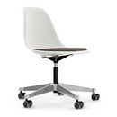 Eames Plastic Side Chair RE PSCC, White, With seat upholstery, Warm grey / moor brown