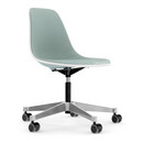 Eames Plastic Side Chair RE PSCC, Ice grey RE, With full upholstery, Ice blue / ivory