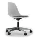 Eames Plastic Side Chair RE PSCC, Cotton white, With seat upholstery, Nero / ivory