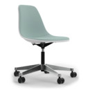 Eames Plastic Side Chair RE PSCC, Cotton white, With full upholstery, Dark blue / ivory