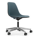 Eames Plastic Side Chair RE PSCC, Sea blue RE, With full upholstery, Ice blue / moor brown
