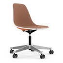 Eames Plastic Side Chair RE PSCC, Rusty orange RE, With full upholstery, Cognac / ivory