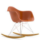 Eames Plastic Armchair RE RAR, Rusty orange, Chrome-plated, Yellowish maple