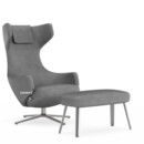 Grand Repos, Chair Grand Repos & Panchina, Fabric Dumet sierra grey melange, 41 cm, Polished